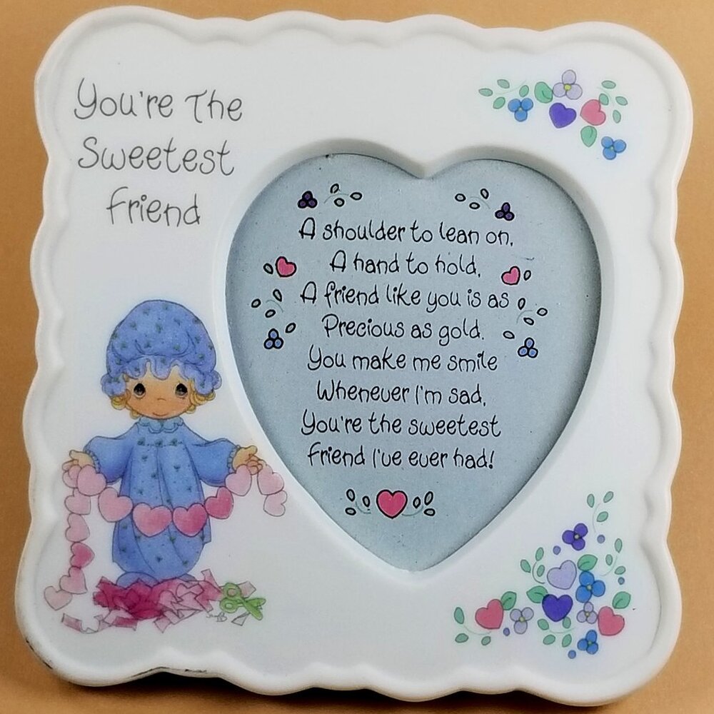 Mini Heart Porcelain Picture Frame Precious Moments Friendship Collectible 1993